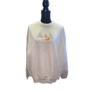 Trilllogy morning sun rhinestone fox grandma sweater cream 2XL crewneck